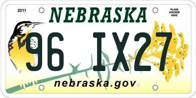 NE license plate 96IX27