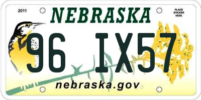 NE license plate 96IX57