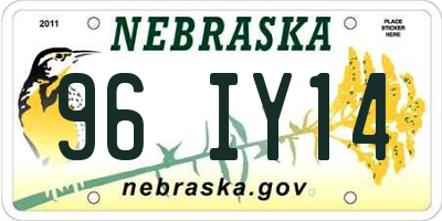 NE license plate 96IY14