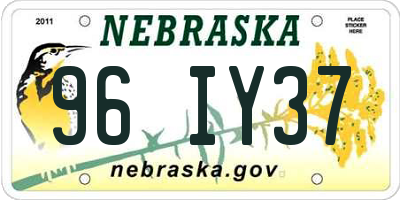 NE license plate 96IY37