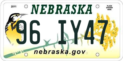 NE license plate 96IY47