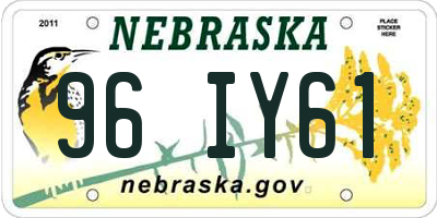 NE license plate 96IY61