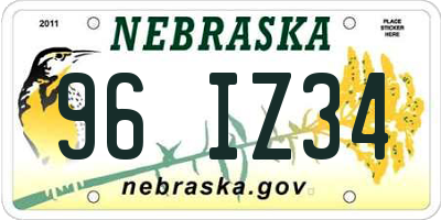 NE license plate 96IZ34