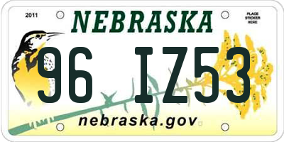 NE license plate 96IZ53