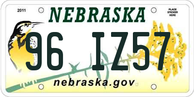 NE license plate 96IZ57