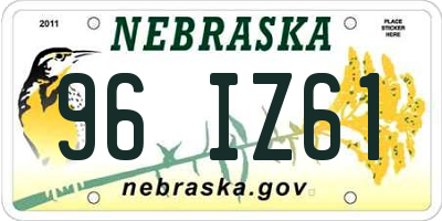 NE license plate 96IZ61