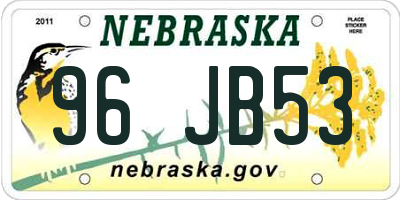 NE license plate 96JB53