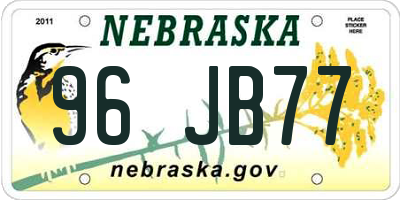 NE license plate 96JB77