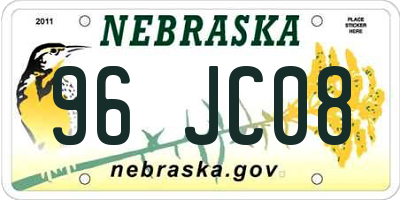 NE license plate 96JC08