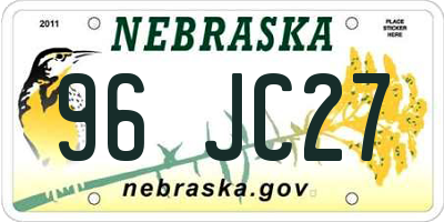 NE license plate 96JC27