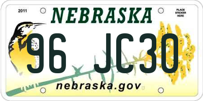 NE license plate 96JC30