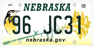NE license plate 96JC31