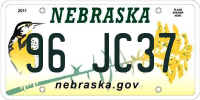 NE license plate 96JC37