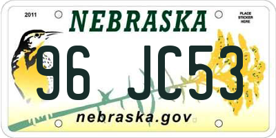 NE license plate 96JC53