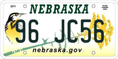 NE license plate 96JC56