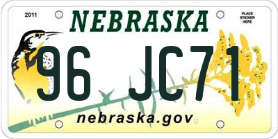 NE license plate 96JC71