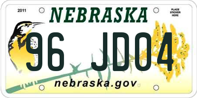 NE license plate 96JD04