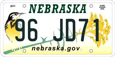 NE license plate 96JD71