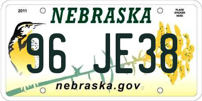NE license plate 96JE38