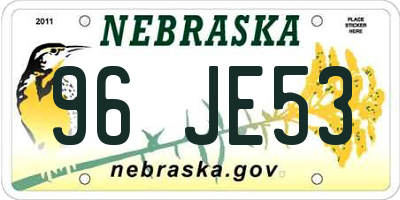 NE license plate 96JE53