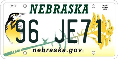 NE license plate 96JE71