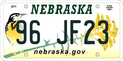 NE license plate 96JF23