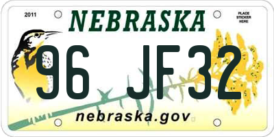NE license plate 96JF32
