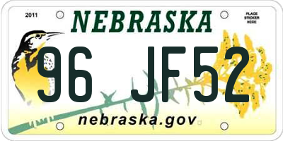 NE license plate 96JF52