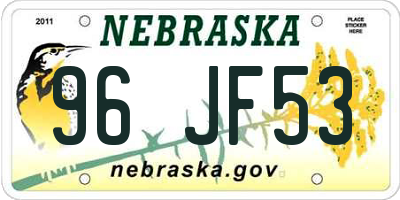 NE license plate 96JF53