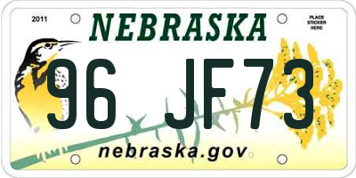 NE license plate 96JF73