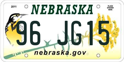 NE license plate 96JG15
