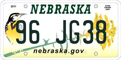 NE license plate 96JG38