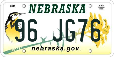 NE license plate 96JG76
