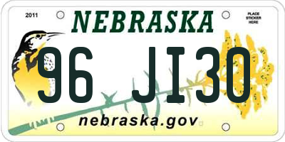 NE license plate 96JI30