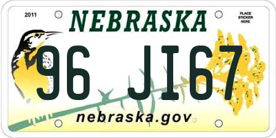 NE license plate 96JI67