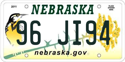 NE license plate 96JI94
