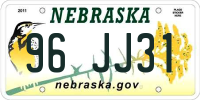 NE license plate 96JJ31