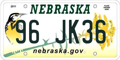 NE license plate 96JK36