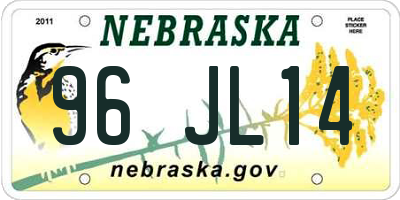NE license plate 96JL14