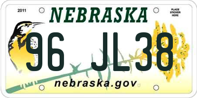 NE license plate 96JL38