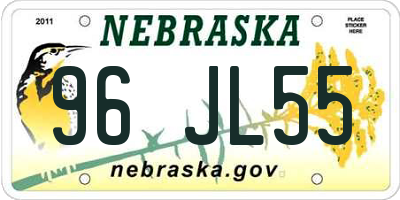 NE license plate 96JL55