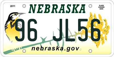 NE license plate 96JL56