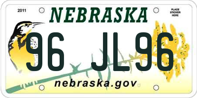 NE license plate 96JL96