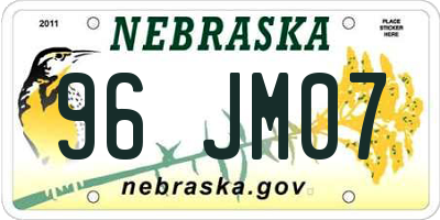 NE license plate 96JM07
