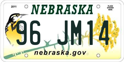 NE license plate 96JM14