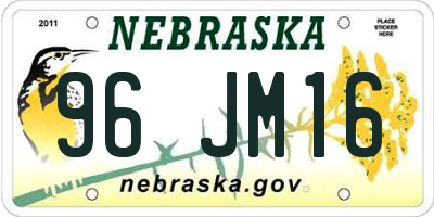 NE license plate 96JM16