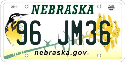 NE license plate 96JM36