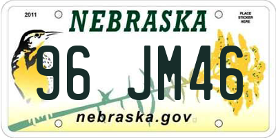 NE license plate 96JM46