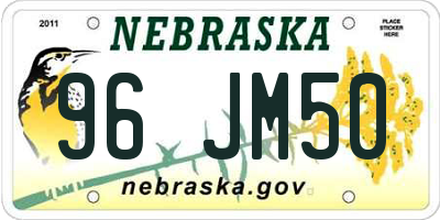 NE license plate 96JM50