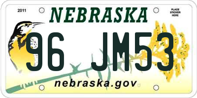 NE license plate 96JM53